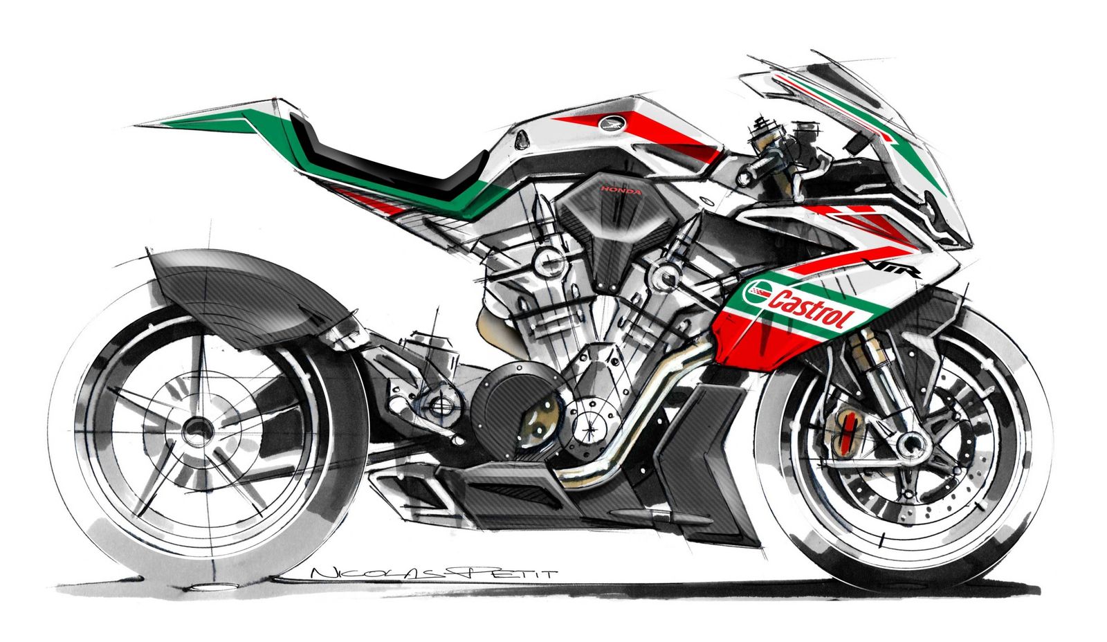 Sketch Honda Vtr 1200 Side 9 Hrc Castrol Racing 2D Design Sketch Honda Vtr 1200 Side 9 Hrc Castrol Racing 2D Design
